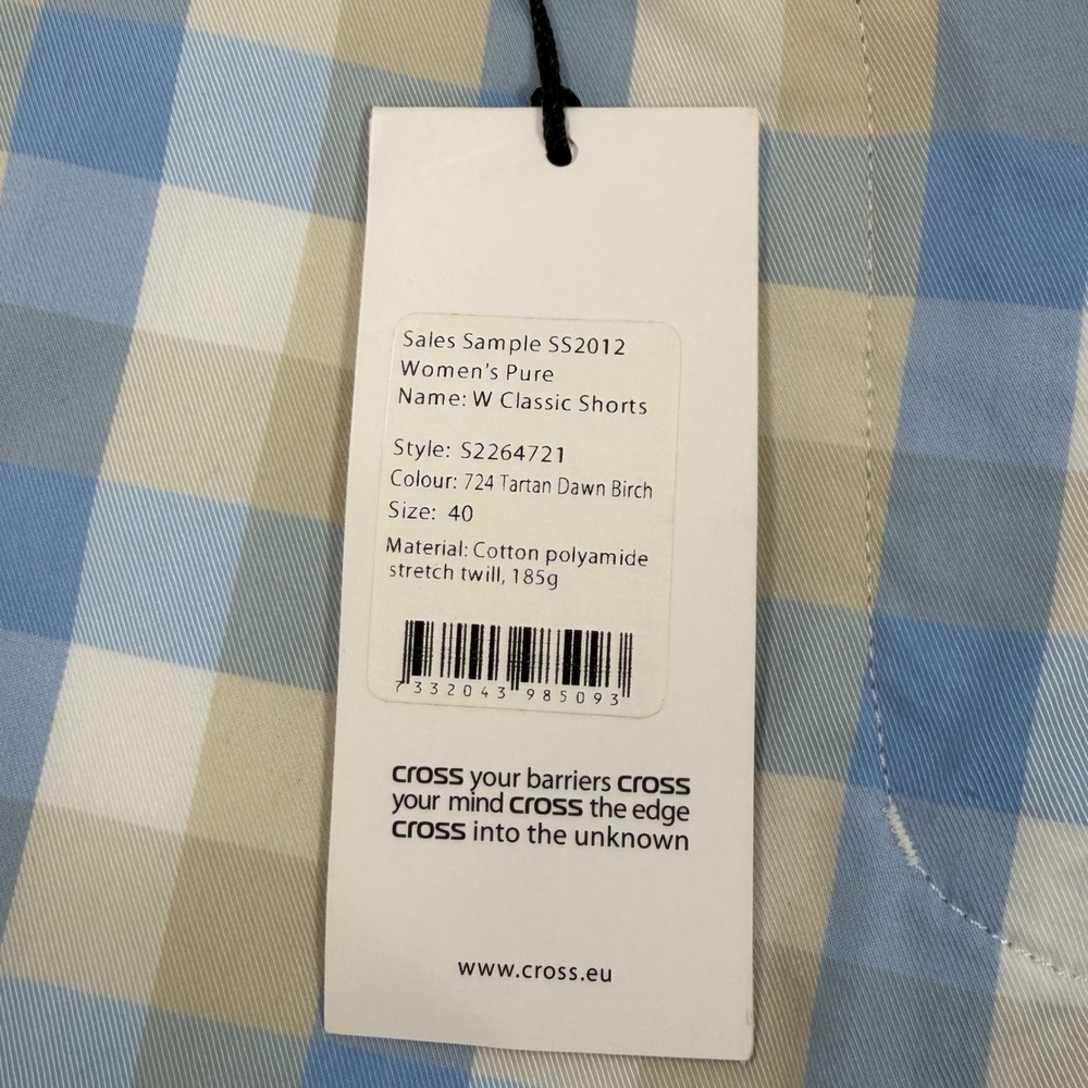 Cross Sportswear Womens Blue Tan Plaid Golf Shorts W Classic Size 8 NWT Swiss - Picture 8 of 13